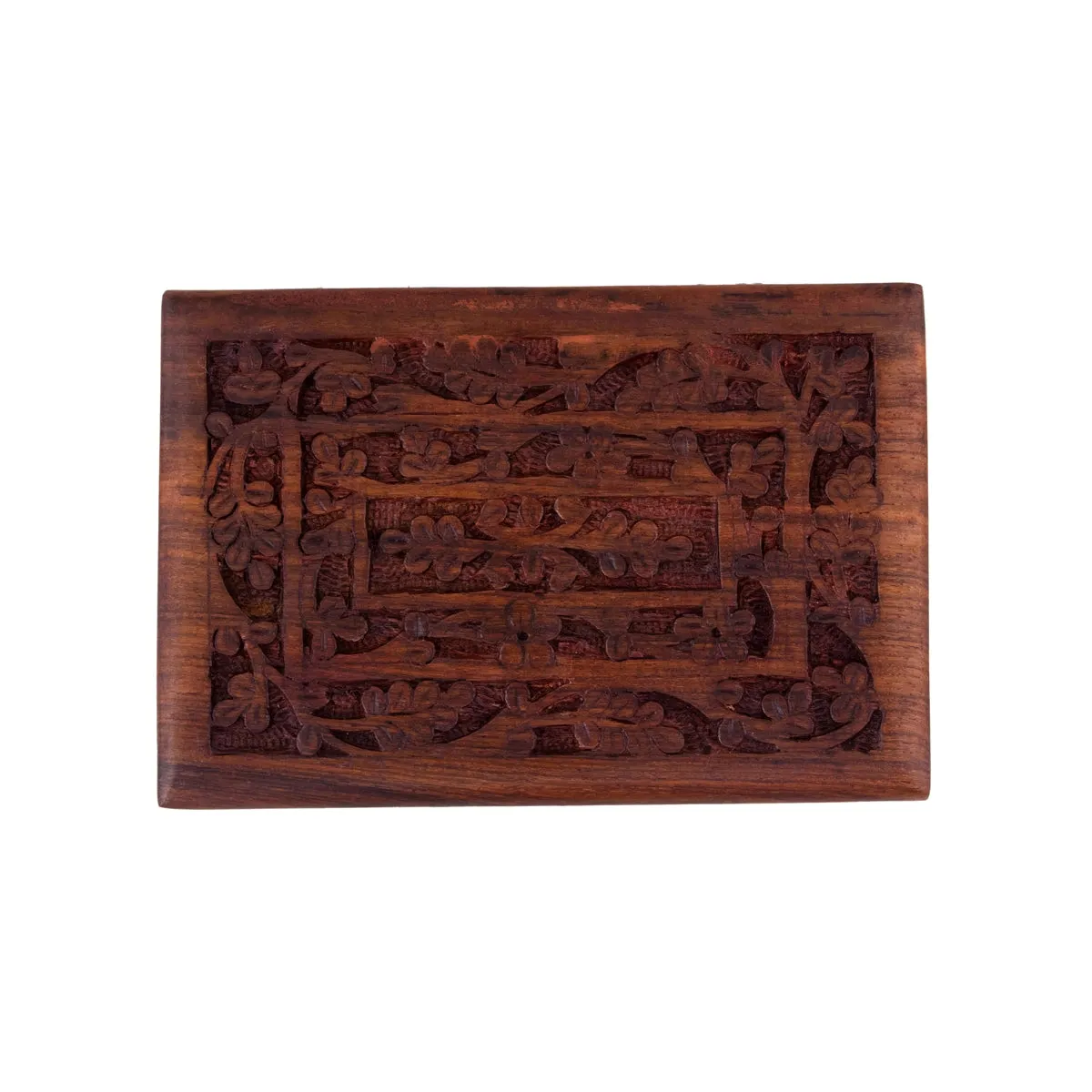 Jewel Box - 2 x 6 Inches | Hand Carved Storage Box/ Wooden Box With Trick Lock for Women