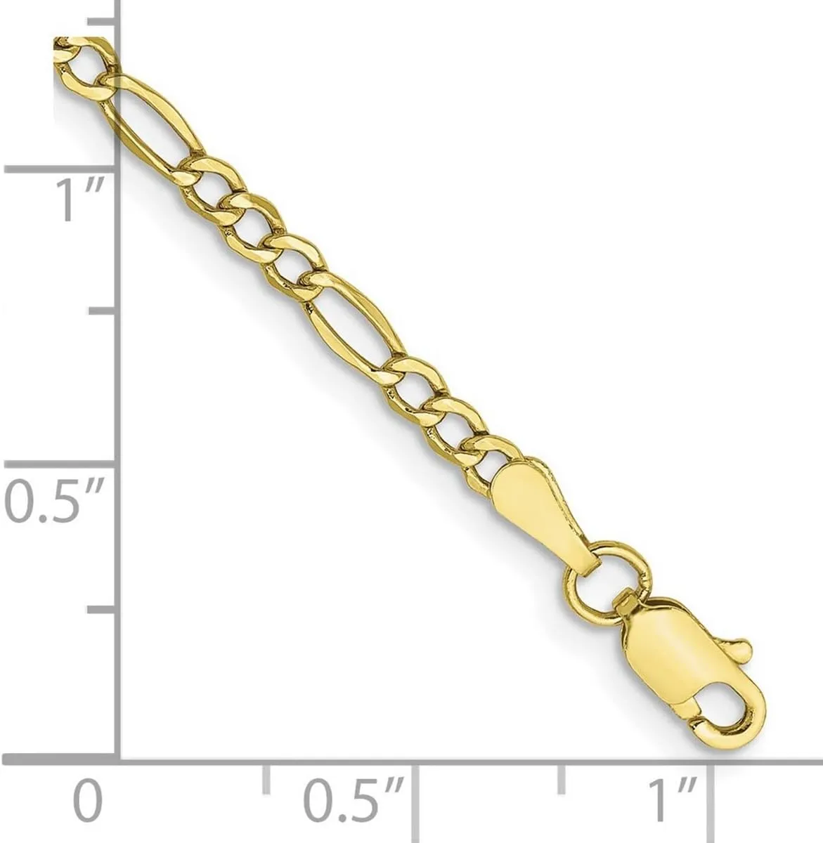 JewelryWeb 10k Solid Yellow Gold 2.5mm Figaro Chain Bracelet Link-Bracelet for Women and Men