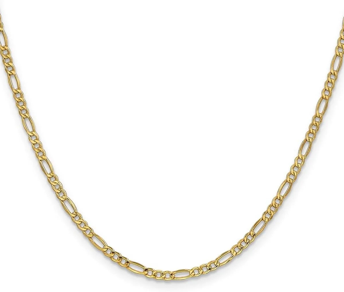 JewelryWeb 10k Solid Yellow Gold 2.5mm Figaro Chain Bracelet Link-Bracelet for Women and Men