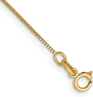 JewelryWeb 14k Gold .5mm Box With Spring-Ring Clasp Chain Anklet 10 Inch-Anklet for Women and Men