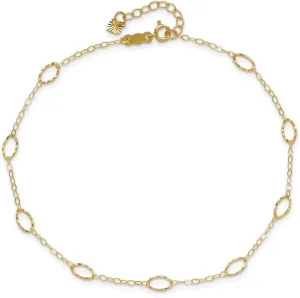 JewelryWeb 14k Gold Oval Shapes 10inch Plus 1in Ext Anklet 1mm Wide-Anklet for Women