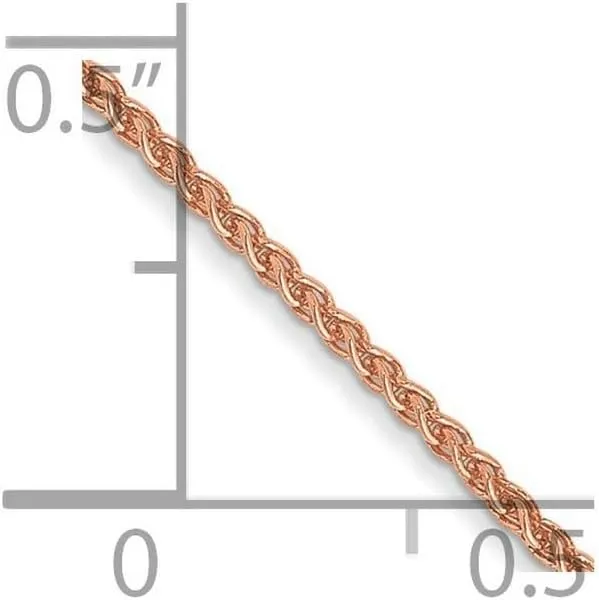 JewelryWeb 14k Rose Gold 1mm Solid Polished Spiga Chain Ankle Bracelet Anklet for Women and Men