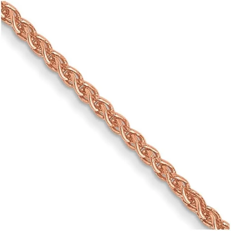 JewelryWeb 14k Rose Gold 1mm Solid Polished Spiga Chain Ankle Bracelet Anklet for Women and Men
