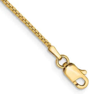 JewelryWeb 14k Yellow Gold Polished 1.0mm Box Chain Anklet 9 Inch Lobster Claw-Anklet for Women and Men
