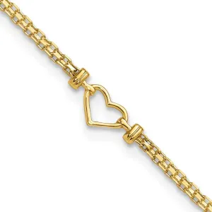 JewelryWeb 14k Yellow Gold Polished Fancy Love Heart Anklet Lobster Claw-Anklet for Women