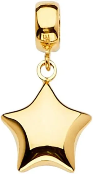 JewelryWeb 14k Yellow Gold Star Charm For Mix and Match Bracelet 10x20mm-Charm-Bracelet