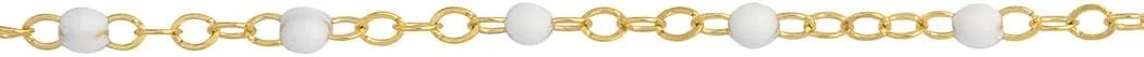 JewelryWeb 14k Yellow Gold White Enamel Bead Adjustable Chain Ankle Bracelet Spring-Ring Closure Anklet-Anklet for Women and Men