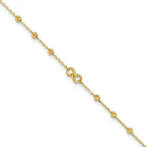 JewelryWeb 3.98mm 14k Solid Yellow Gold Infinity Symbol With 1inch Ext. Anklet 10 Inch-Anklet for Women