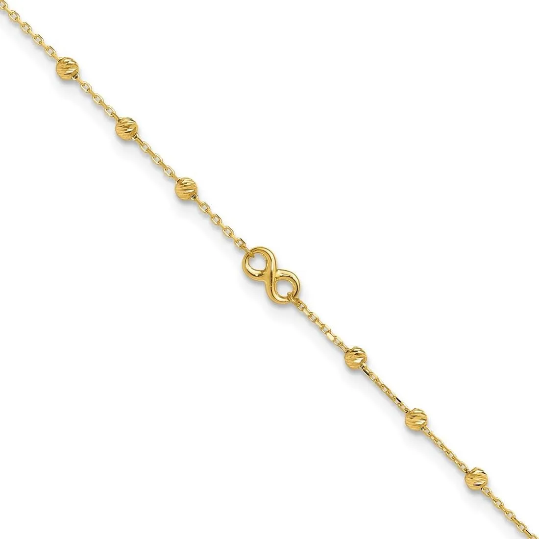 JewelryWeb 3.98mm 14k Solid Yellow Gold Infinity Symbol With 1inch Ext. Anklet 10 Inch-Anklet for Women