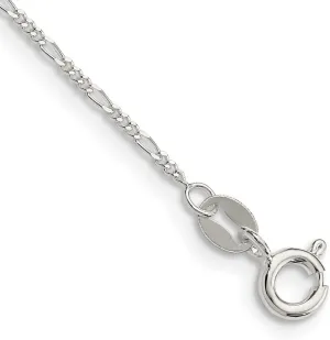 JewelryWeb 925 Sterling Silver 1.2mm Figaro Chain Bracelet Anklet-Anklet for Women and Men