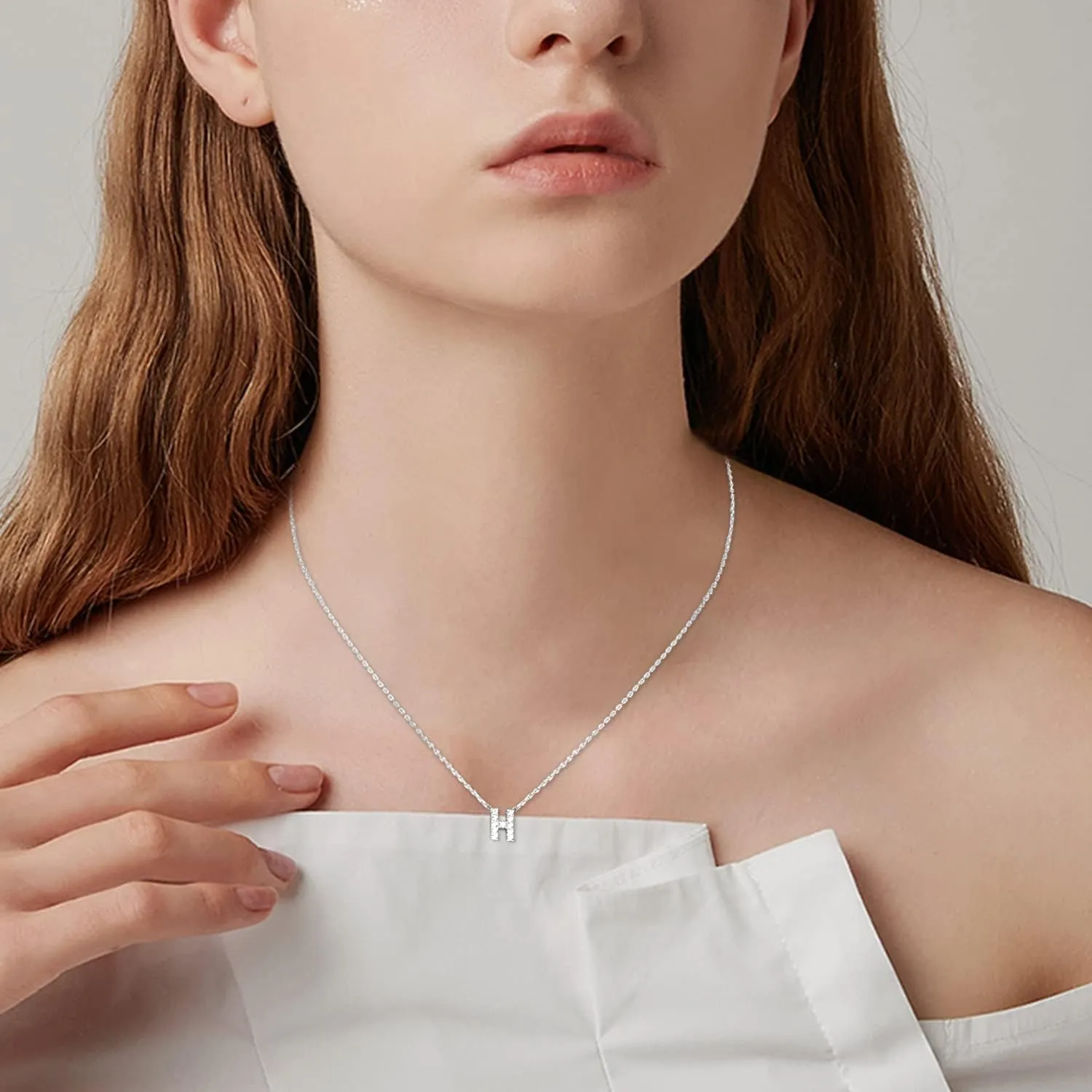 Jewlpire 925 Sterling Silver Necklaces for Women - Initial Necklaces Letter Necklace Cubic Zirconia Hypoallergenic Necklaces Alphabet Necklace