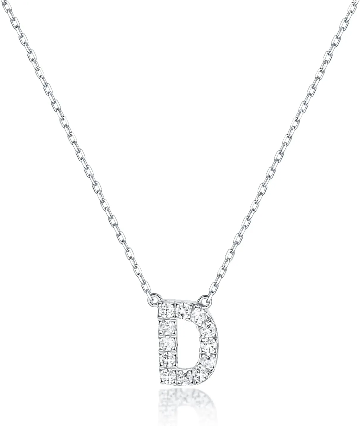 Jewlpire 925 Sterling Silver Necklaces for Women - Initial Necklaces Letter Necklace Cubic Zirconia Hypoallergenic Necklaces Alphabet Necklace