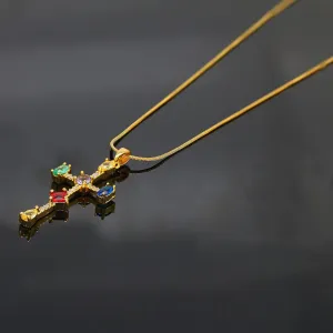 JiuZhou Gold Necklace for Women | 14K Gold Plated Love Pendant with 5A Zircon | Dainty Women's Jewelry Gift, Long-Lasting Color Fastness