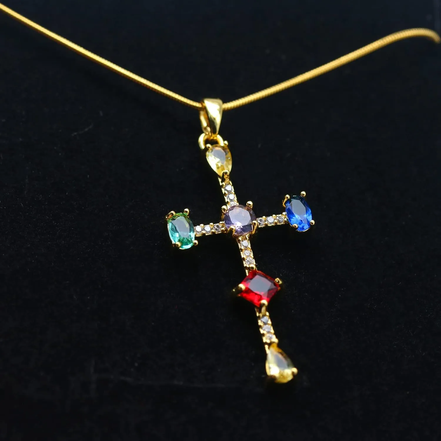 JiuZhou Gold Necklace for Women | 14K Gold Plated Love Pendant with 5A Zircon | Dainty Women's Jewelry Gift, Long-Lasting Color Fastness