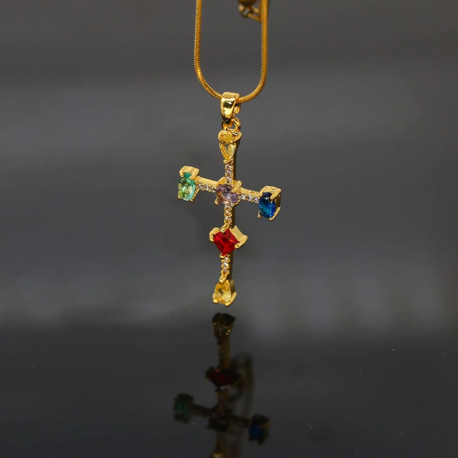 JiuZhou Gold Necklace for Women | 14K Gold Plated Love Pendant with 5A Zircon | Dainty Women's Jewelry Gift, Long-Lasting Color Fastness