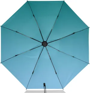 Joisal Teal Blue Light Sky Gradient Travel Foldable Umbrella Compact Black Sun Blocking Umbrella Upf 50 Automatic Rain Umbrellas for Rain & Sun