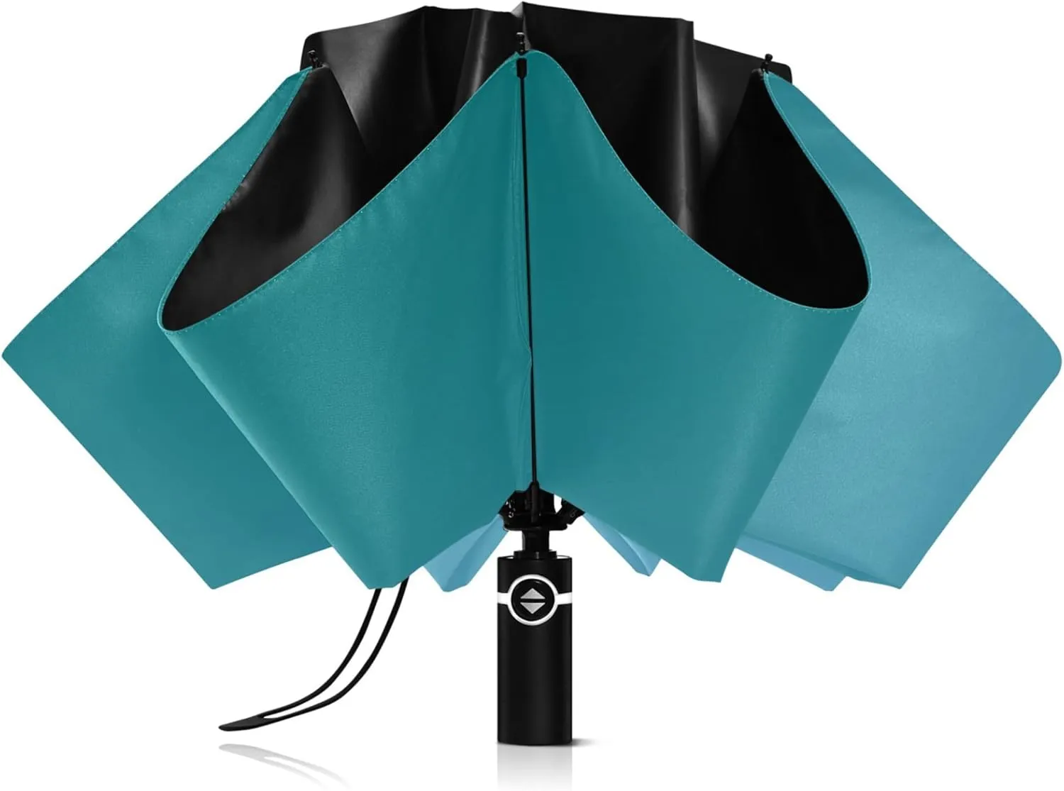 Joisal Teal Blue Light Sky Gradient Travel Foldable Umbrella Compact Black Sun Blocking Umbrella Upf 50 Automatic Rain Umbrellas for Rain & Sun