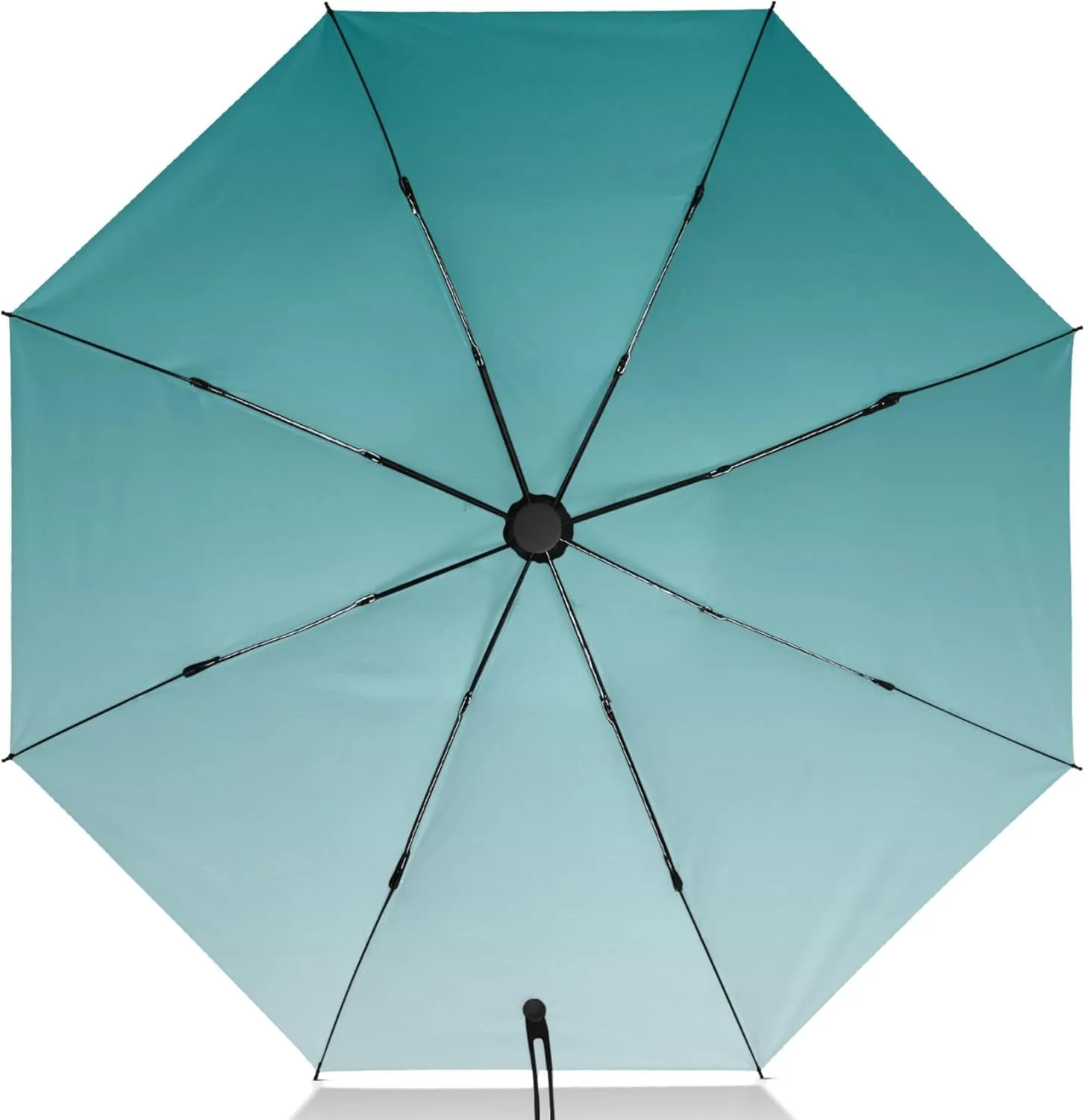 Joisal Teal Blue Light Sky Gradient Travel Foldable Umbrella Compact Black Sun Blocking Umbrella Upf 50 Automatic Rain Umbrellas for Rain & Sun