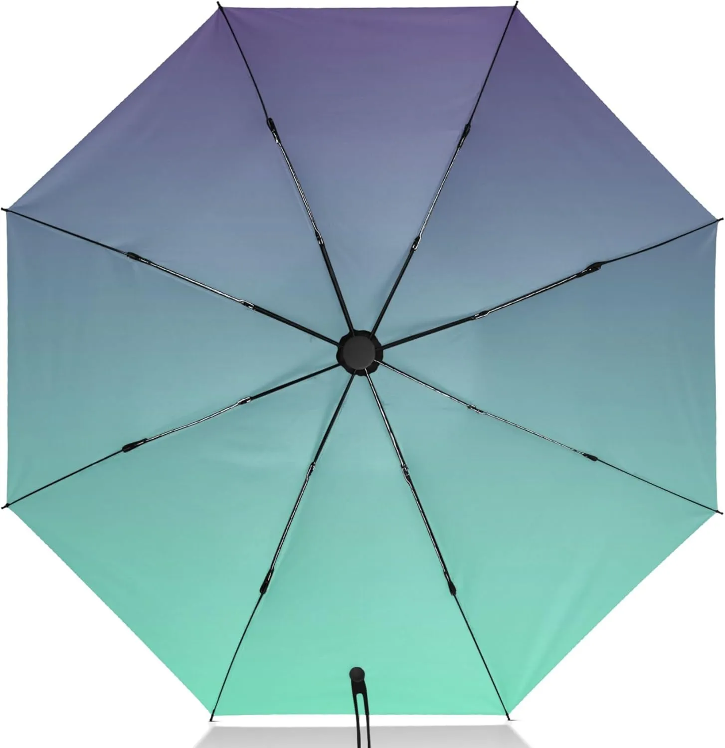 Joisal Teal Blue Light Sky Gradient Travel Foldable Umbrella Compact Black Sun Blocking Umbrella Upf 50 Automatic Rain Umbrellas for Rain & Sun