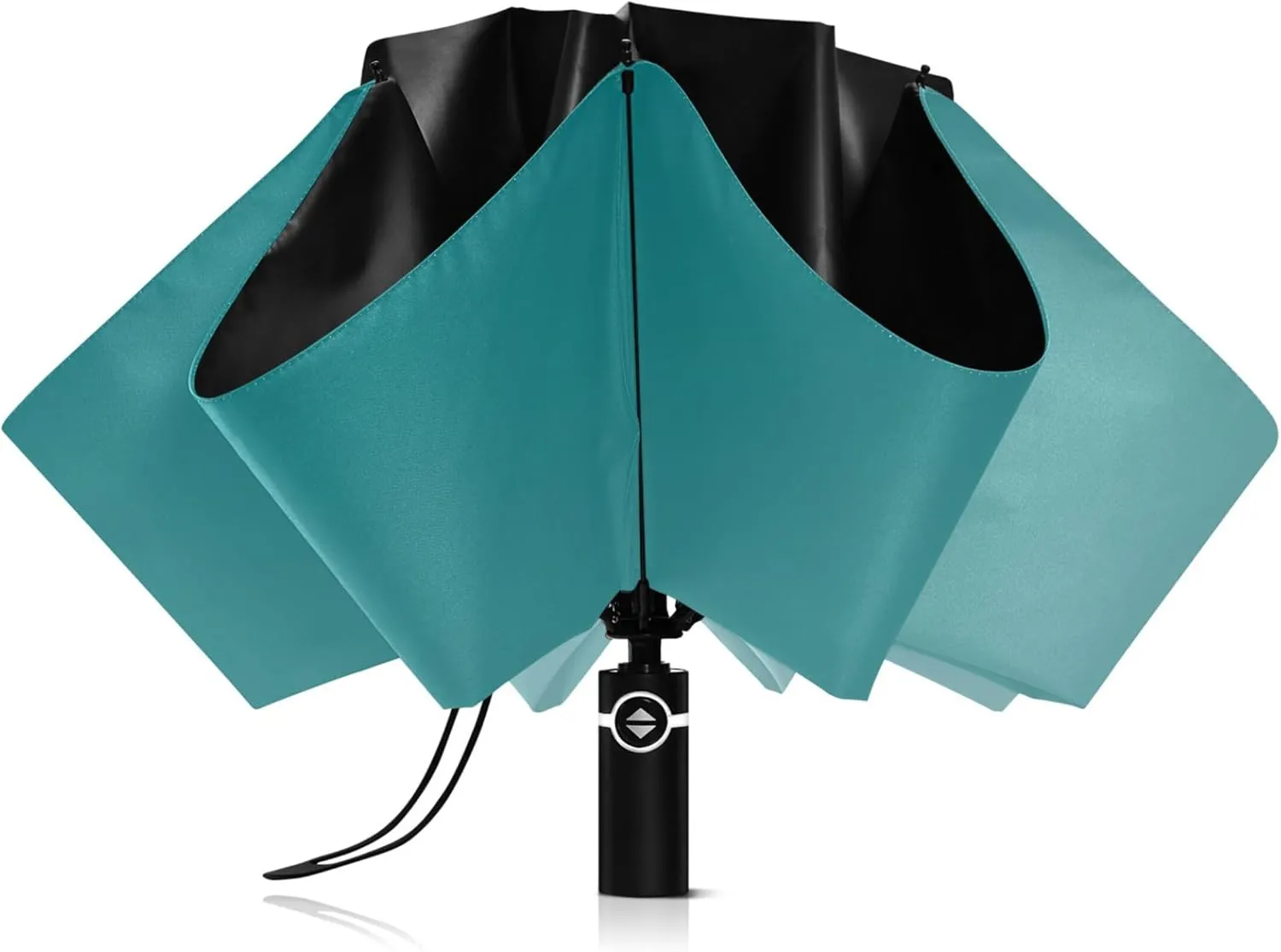 Joisal Teal Blue Light Sky Gradient Travel Foldable Umbrella Compact Black Sun Blocking Umbrella Upf 50 Automatic Rain Umbrellas for Rain & Sun