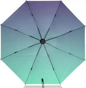 Joisal Teal Blue Light Sky Gradient Travel Foldable Umbrella Compact Black Sun Blocking Umbrella Upf 50 Automatic Rain Umbrellas for Rain & Sun