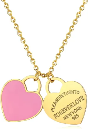Joo&Rind Gold Necklaces for Women Trendy, Double Heart Necklace with Words, Non Tarnish Gold Necklace, Stainless Steel Jewelry Gifts for Women