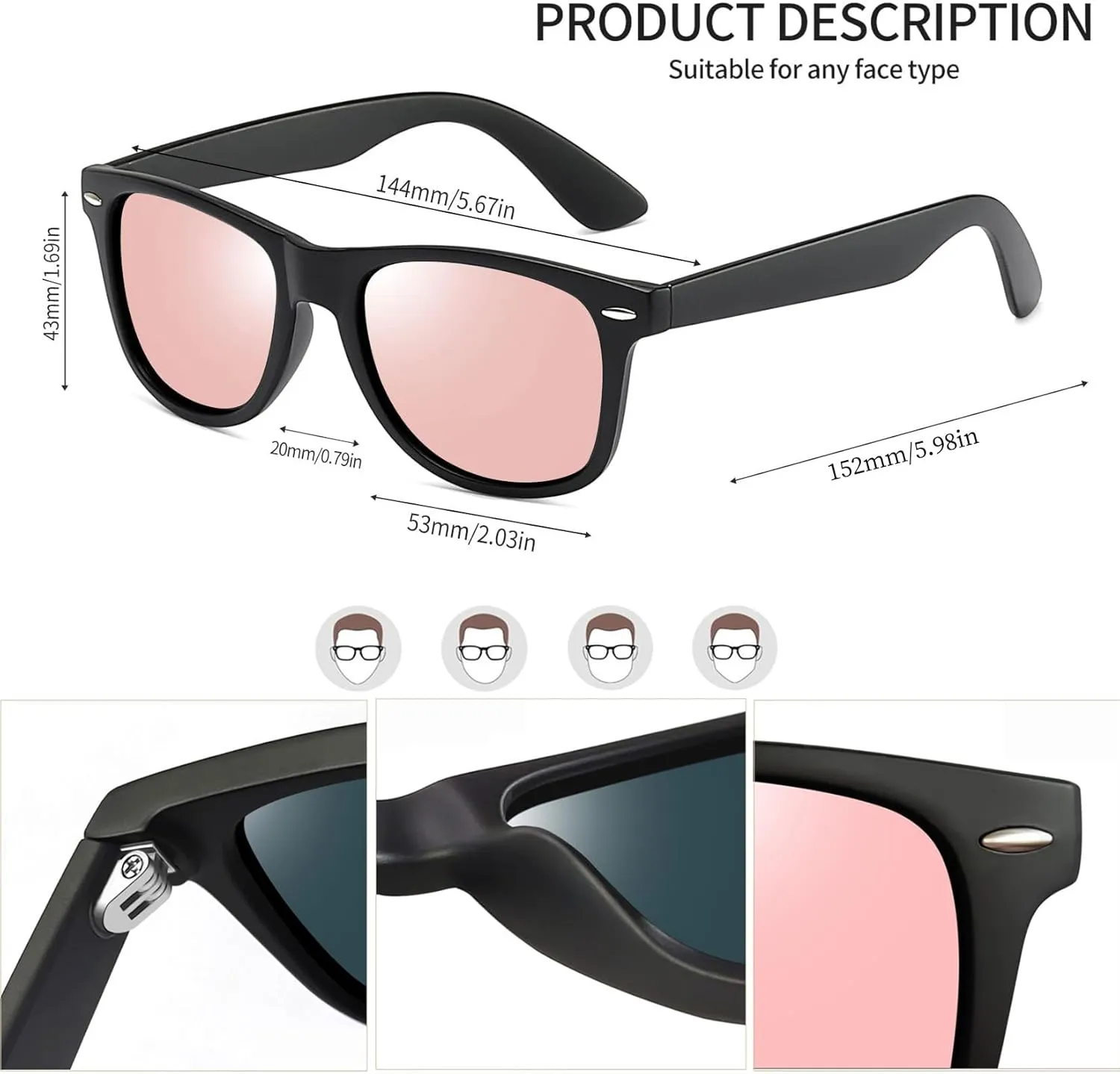 Joopin 3 Pack Square Sunglasses Polarized UV Protection Trendy Sun Glassses Fashion Shades for Women Men