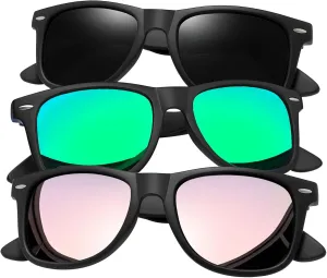 Joopin 3 Pack Square Sunglasses Polarized UV Protection Trendy Sun Glassses Fashion Shades for Women Men