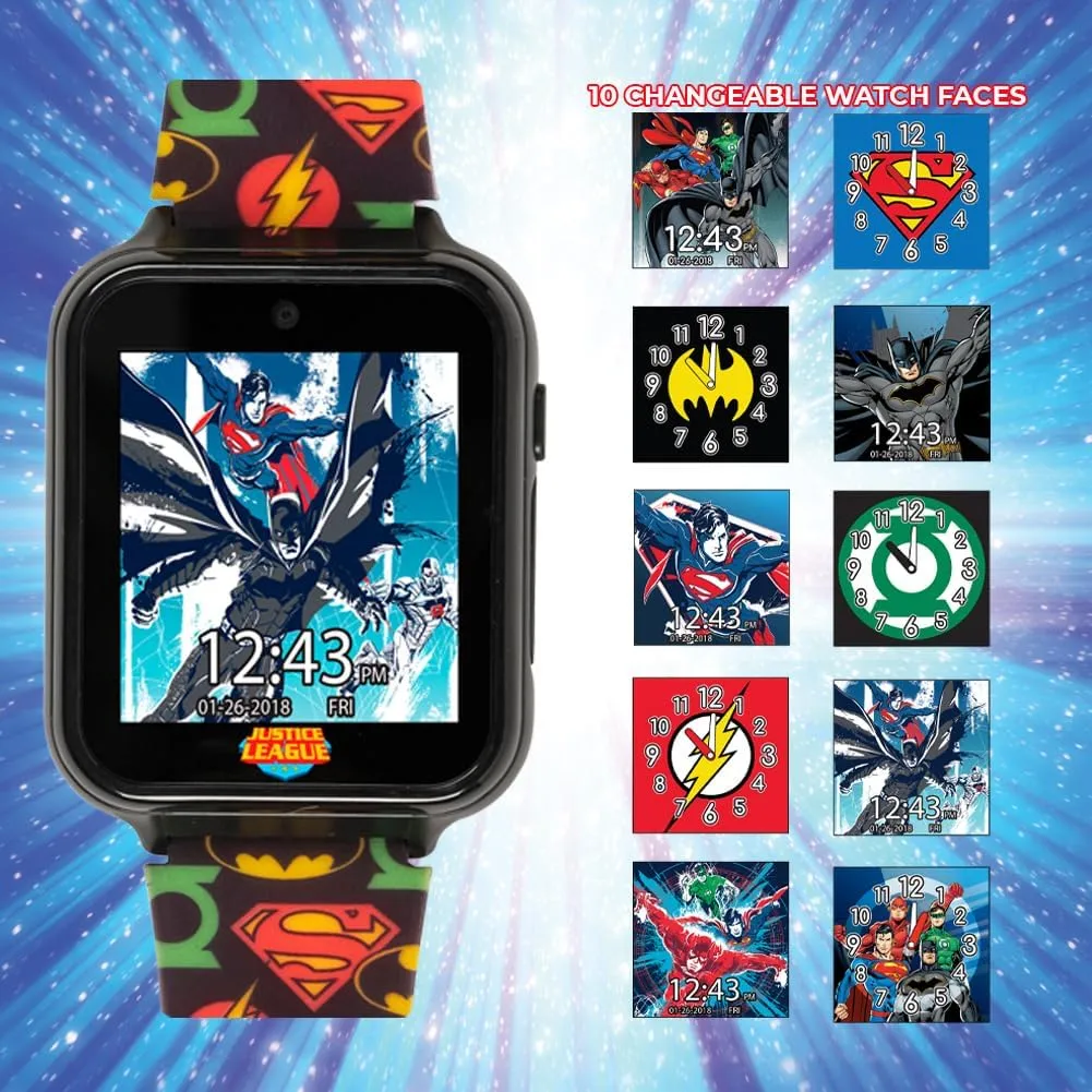 Justice League Kids Interactive Smart Watch with Touchscreen, Camera, Games, Pedometer, Alarm  Fun Learning Digital Watch for Boys & Girls  Superhero-Themed Silicone Strap  Fits Wrists 5.5-8