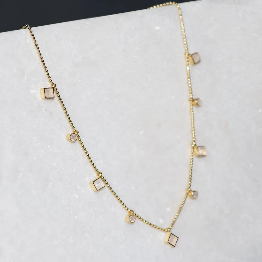 Keepsake - Moonstone and 14K Gold Vermeil Cross Necklace