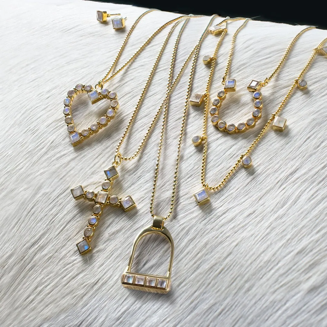 Keepsake - Moonstone and 14K Gold Vermeil Cross Necklace