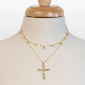 Keepsake - Moonstone and 14K Gold Vermeil Cross Necklace
