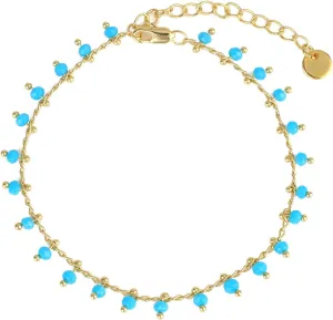 KELITCH Gold Plated Chain Anklets Adjustable Retro Beaded Crystal Anklets Beach Jewelry for Women Anklets