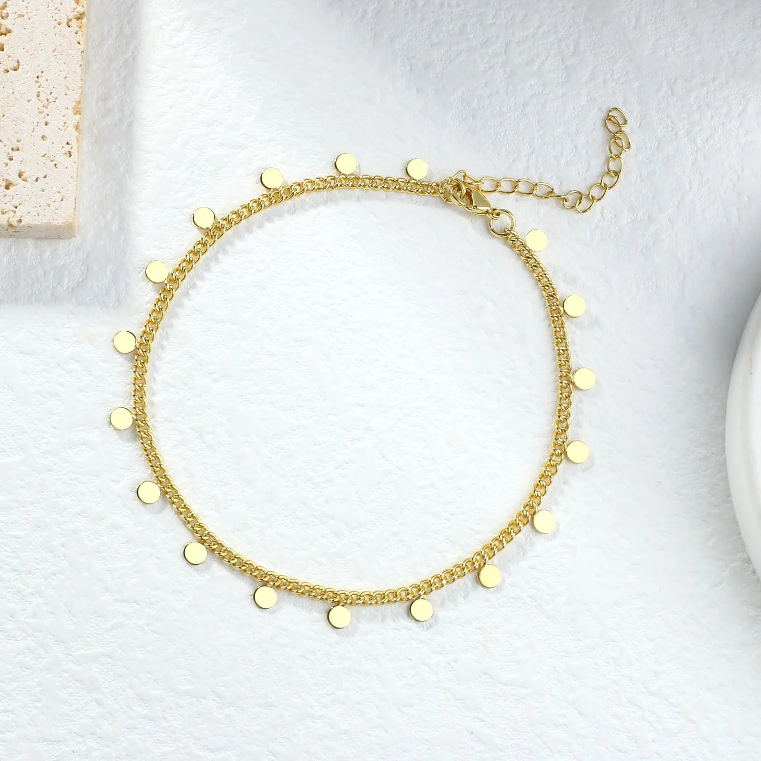 KELITCH Simple Gold Strand Anklets Trendy Minimalist Alloy Anklets Chain Fashion Women Anklets Jewelry