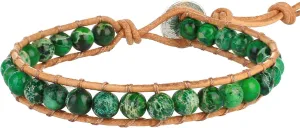 KELITCH Turquoise Mix Beaded Leather Wrap Bracelet for Women Handmade Charm Chain Link Bangle Charm Gift