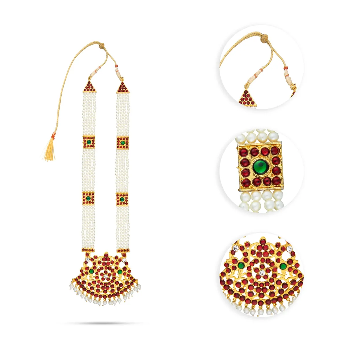 Kemp Dance Jewellery Set | Pearls with Stone Kemp Jewellery Set/ Bharatanatyam Jewellery Set for Dance