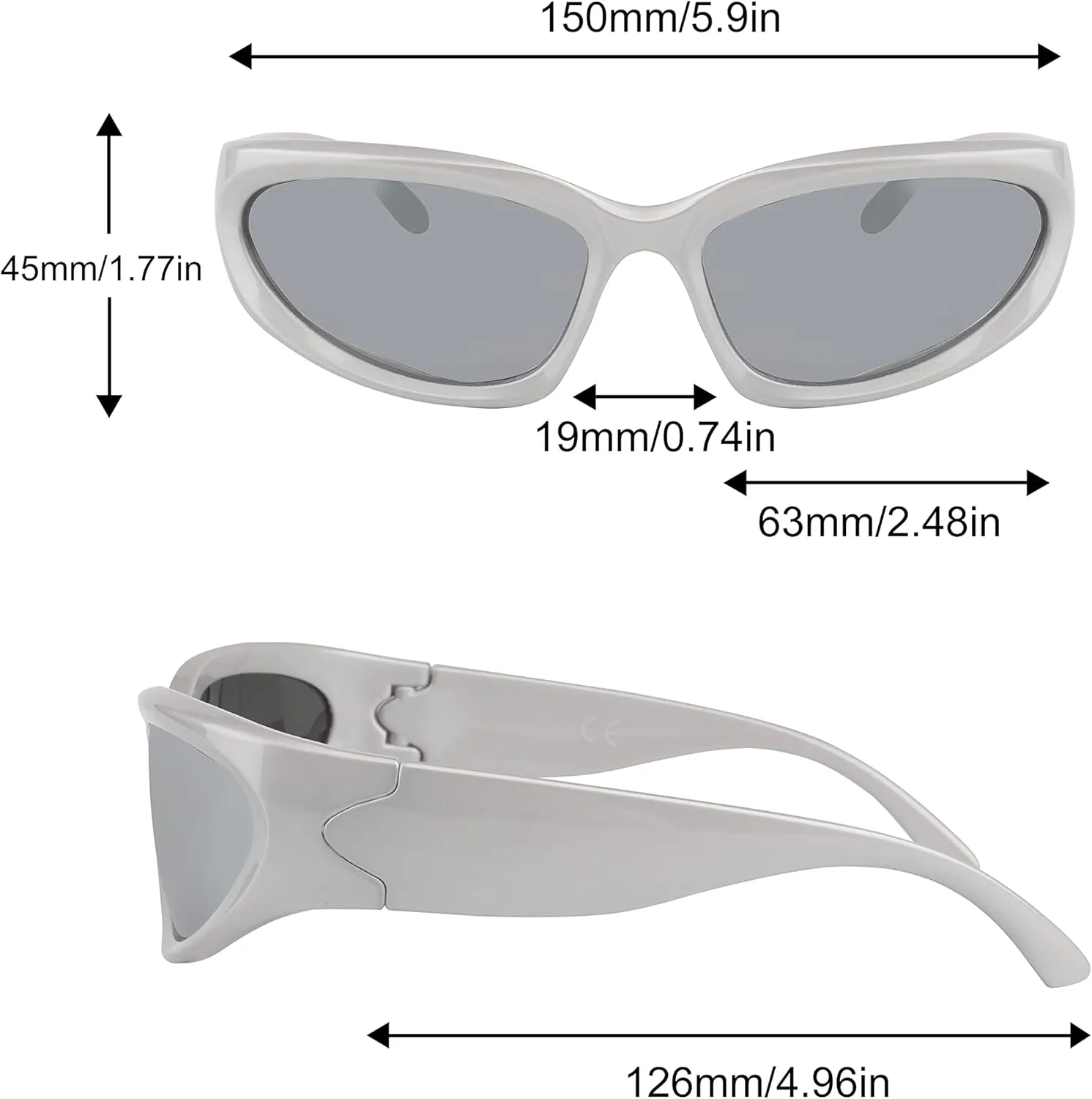 KENBO Y2K Sunglasses Wrap Around Futuristic Sunglasses Womens Men Swift Oval Fashion Sport Shades Sun Glasses