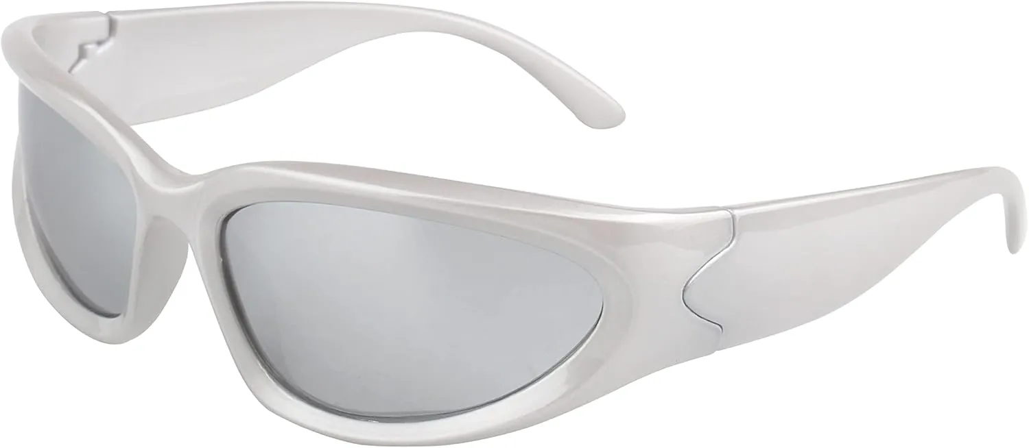KENBO Y2K Sunglasses Wrap Around Futuristic Sunglasses Womens Men Swift Oval Fashion Sport Shades Sun Glasses
