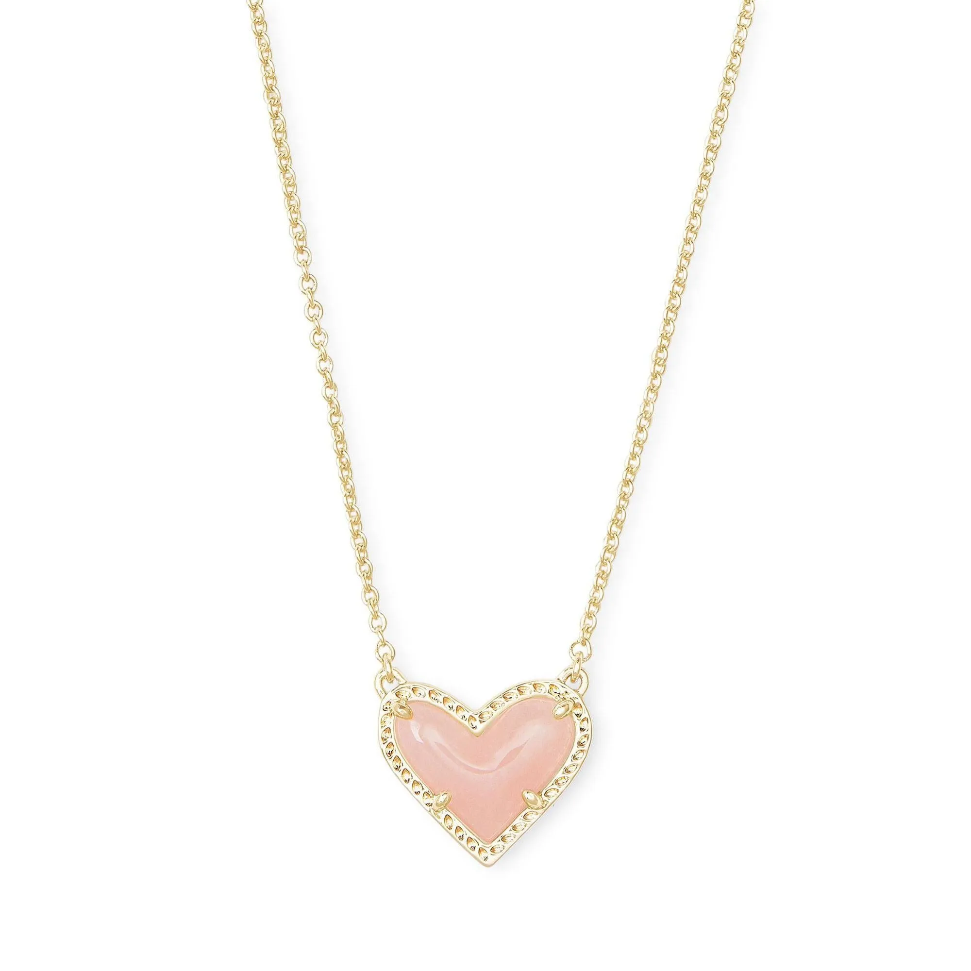 Kendra Scott Ari Heart Pendant Necklace in Rose Quartz
