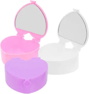 KESYOO 3Pcs Heart Shaped Jewelry Storage Box with Mirror Portable Organizer Case for Little for Storing Earrings Rings Necklaces and Hair Accessories