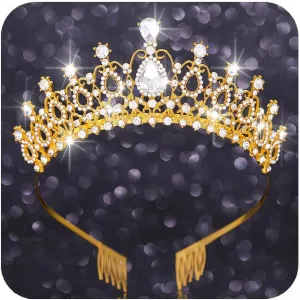 Kilshye Crystal Wedding Crowns and Tiaras Rhinestone Queen Crown Princess Headband Bridal Prom Hair Accessories for Women and Girls