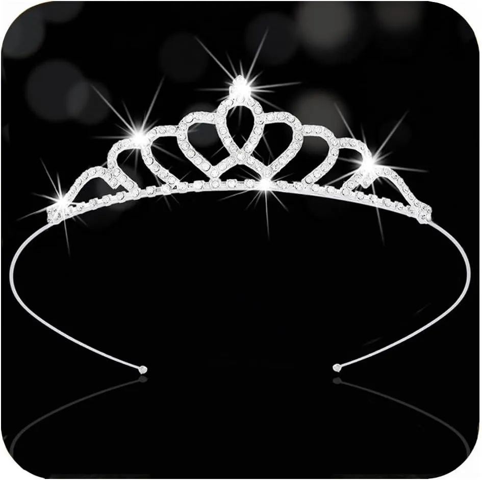 Kilshye Silver Tiara Headband Rhinestone Tiaras Bridal Crown Bride Prom Hair Accessories for Women