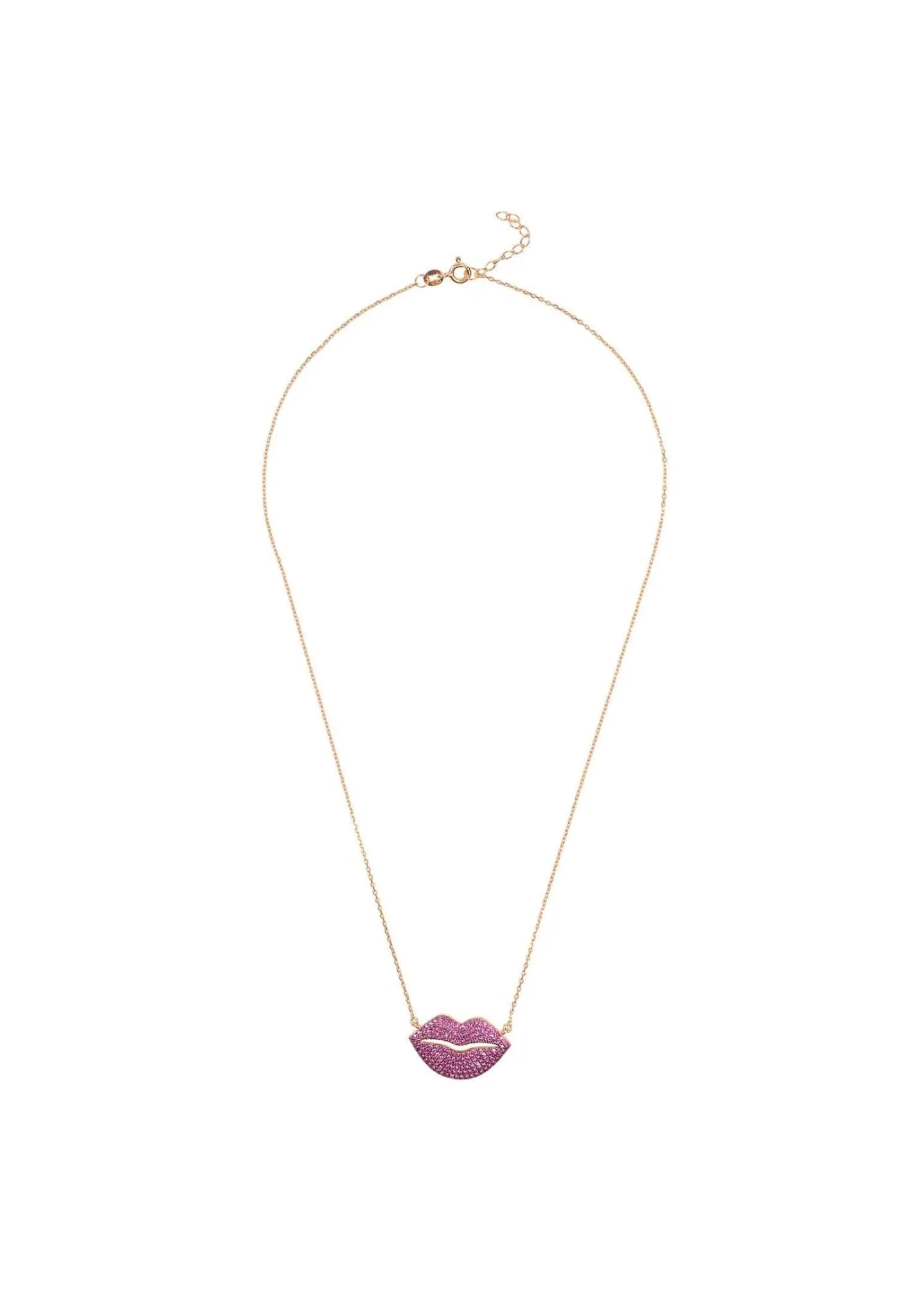Kiss Me Lips Pendant Necklace Rose Gold
