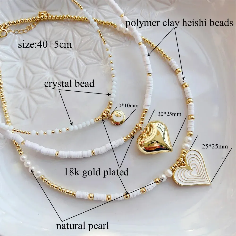 KKBEAD Heart Pendant Necklace Choker Natural Pearl Beauty