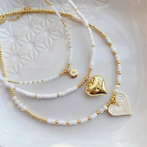 KKBEAD Heart Pendant Necklace Choker Natural Pearl Beauty