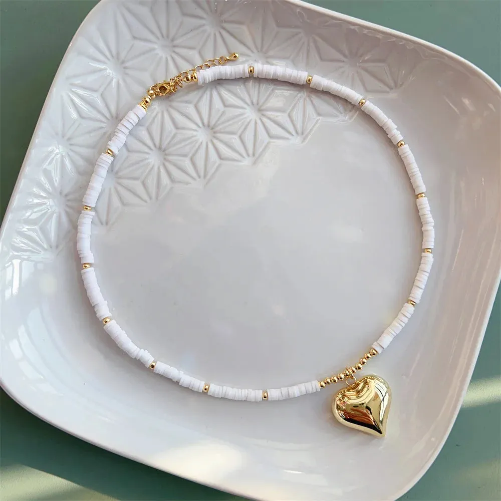 KKBEAD Heart Pendant Necklace Choker Natural Pearl Beauty