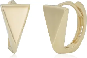 KoolJewelry 14k Yellow Gold Geometric Triangle Huggie Earrings