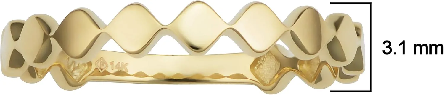 KoolJewelry 14k Yellow Gold Minimalist 3.1 mm Geometric Ring