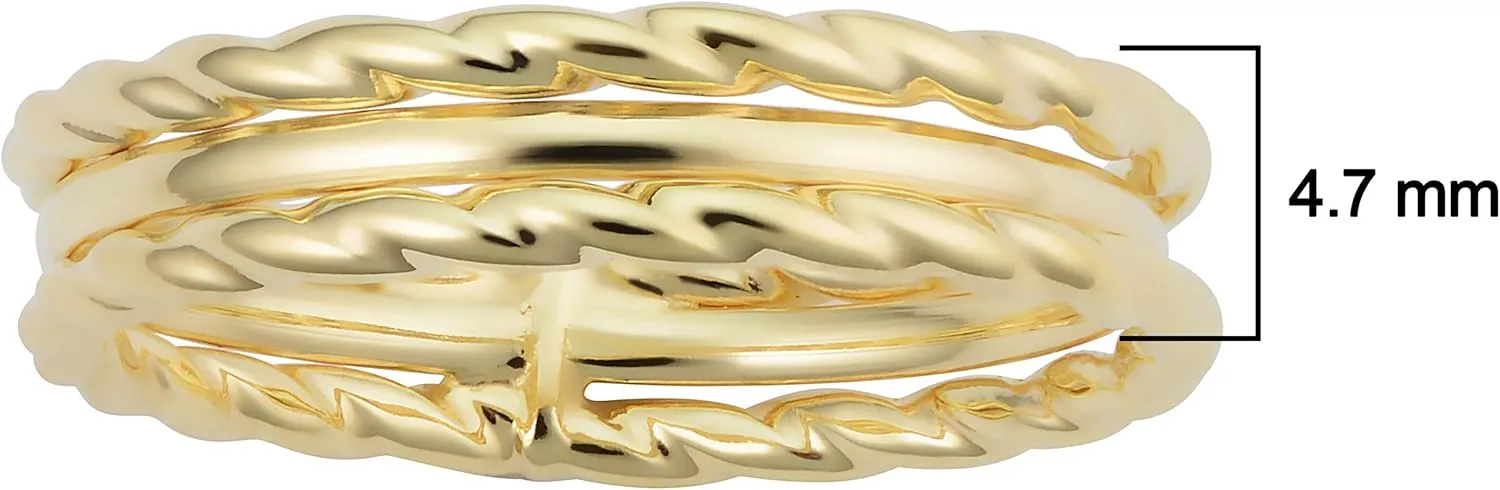 KoolJewelry Minimalist 14k Yellow Gold 4.7 mm Triple Band Ring