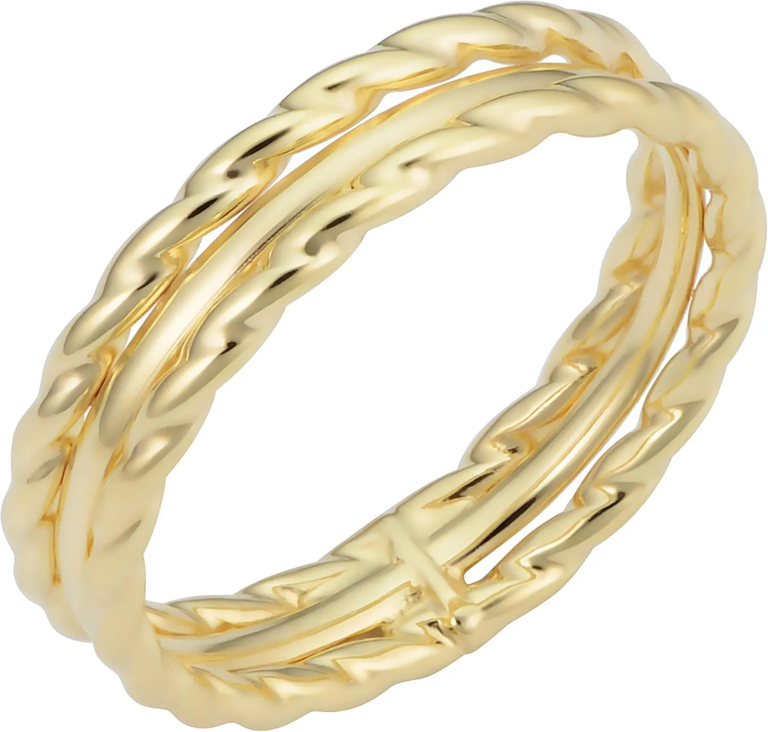 KoolJewelry Minimalist 14k Yellow Gold 4.7 mm Triple Band Ring